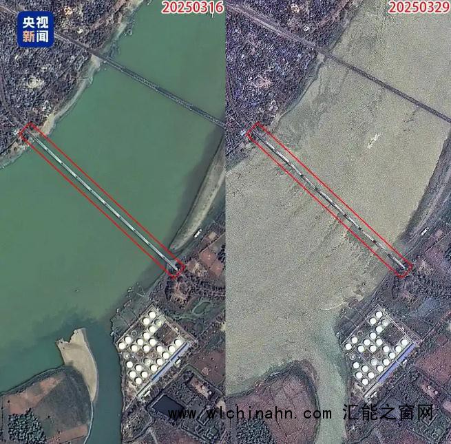 缅甸强震前后卫星对比图 