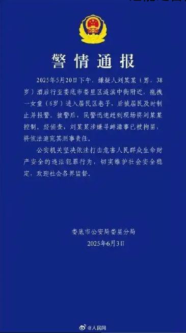 6岁女童被男子拖进小巷 警方通报