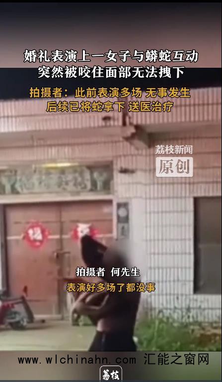 女子表演与蟒蛇亲嘴 未张嘴就遭攻击